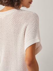 Monsoon Cream Sybil Slouchy Crochet T-Shirt - Image 4 of 4