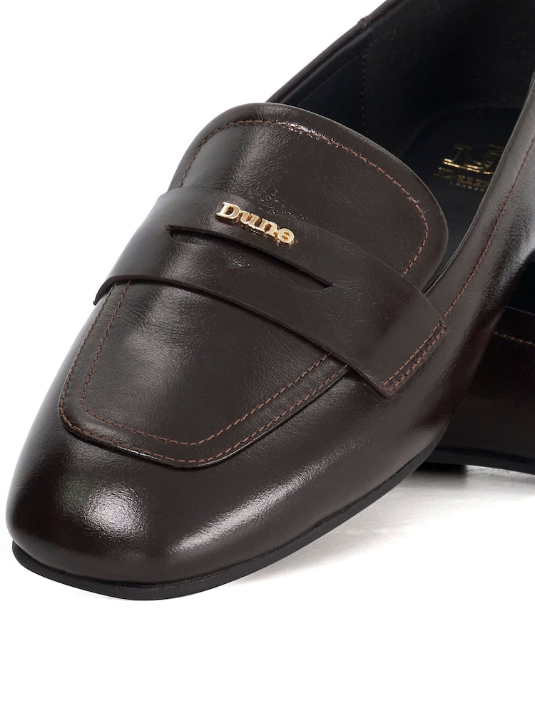 Dune London Brown Glances Soft Square Toe Loafers - Image 6 of 6 Dune London Brown Glances Soft Square Toe Loafers - Image 6 of 6