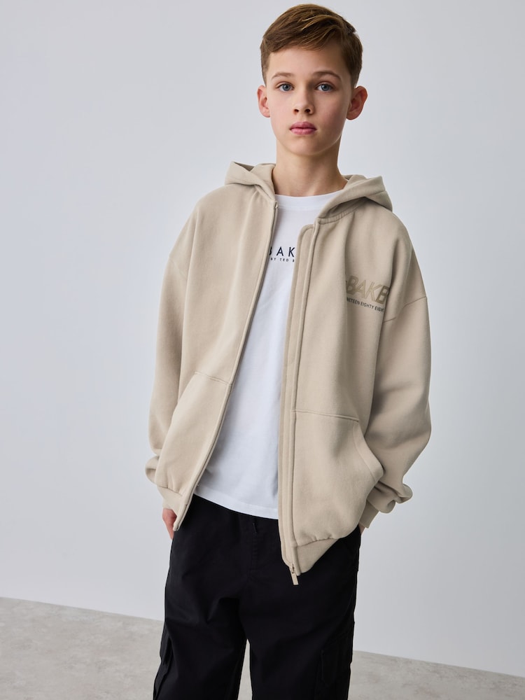 Baker by Ted Baker Oversized Graphic Zip Through Hoodie - Image 2 of 11