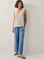 Monsoon Blue Ray Crochet Tank Top - Image 1 of 4