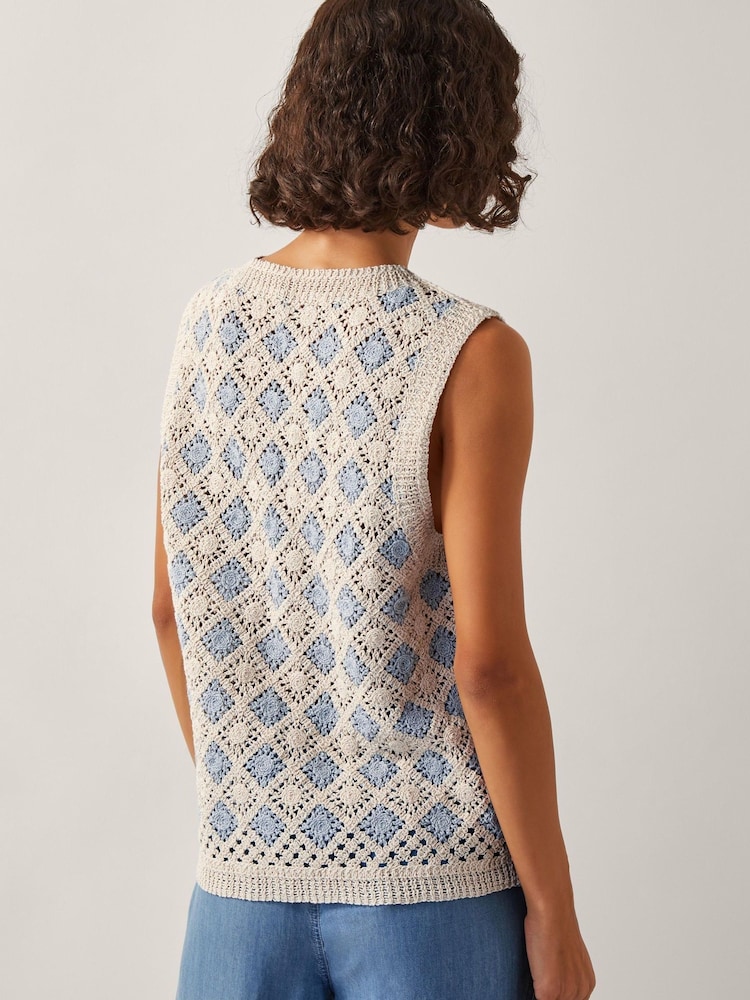 Monsoon Blue Ray Crochet Tank Top - Image 2 of 4