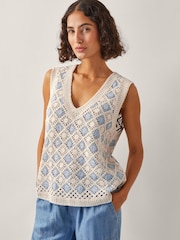 Monsoon Blue Ray Crochet Tank Top - Image 3 of 4
