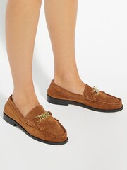 Dune London Brown Granules Chain Loafers - Image 1 of 6