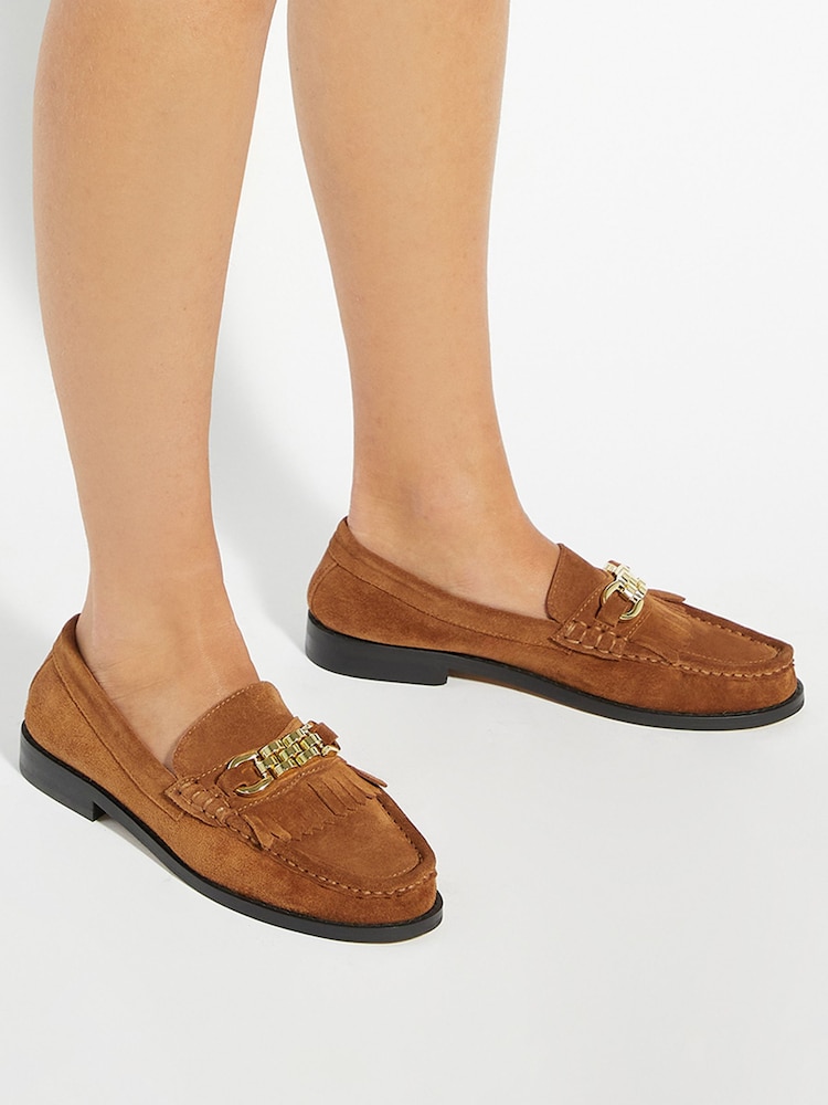 Dune London Brown Granules Chain Loafers - Image 1 of 6 Dune London Brown Granules Chain Loafers - Image 1 of 6