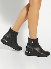 Dune London Black Everyone Side Zip Wedge Sport Trainers - Image 1 of 6