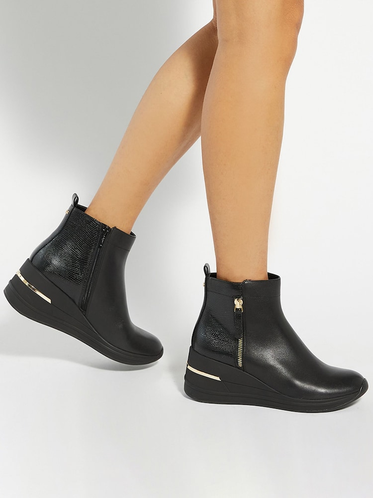Dune London Black Everyone Side Zip Wedge Sport Trainers - Image 1 of 6
