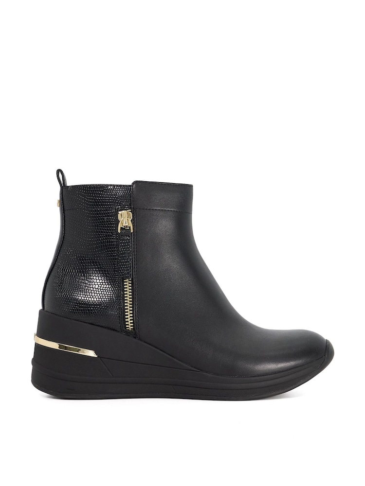 Dune London Black Everyone Side Zip Wedge Sport Trainers - Image 2 of 6