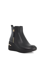 Dune London Black Everyone Side Zip Wedge Sport Trainers - Image 3 of 6