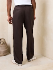 Brown N.Premium Lyocell-Linen Blend Relaxed fit Smart Trousers with Elasticated Waistband - Image 2 of 5