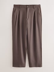 Brown N.Premium Lyocell-Linen Blend Wide Fit Smart Trousers with Elasticated Waistband - Image 6 of 8