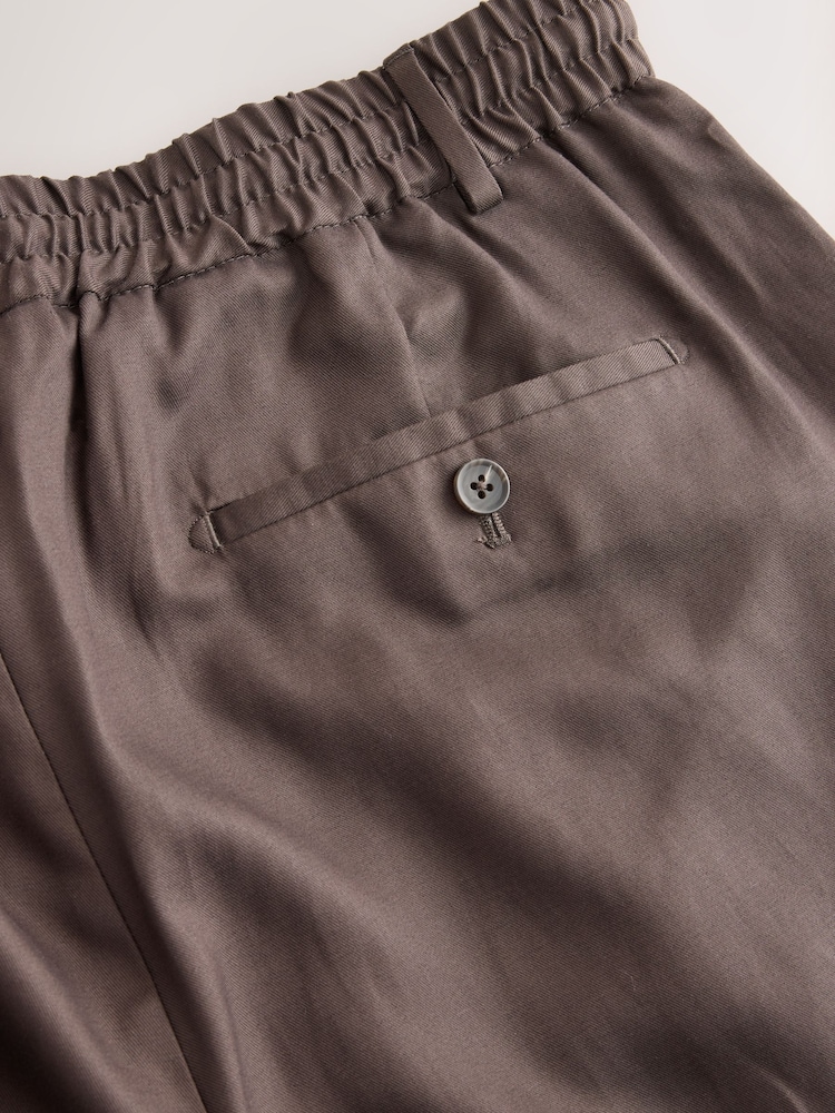 Brown N.Premium Lyocell-Linen Blend Wide Fit Smart Trousers with Elasticated Waistband - Image 8 of 8 Brown N.Premium Lyocell-Linen Blend Wide Fit Smart Trousers with Elasticated Waistband - Image 8 of 8