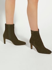 Dune London Green Ovation Square Toe Heeled Boots - Image 1 of 6