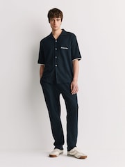 Navy Smart Textured Jersey Joggers - Image 2 of 7