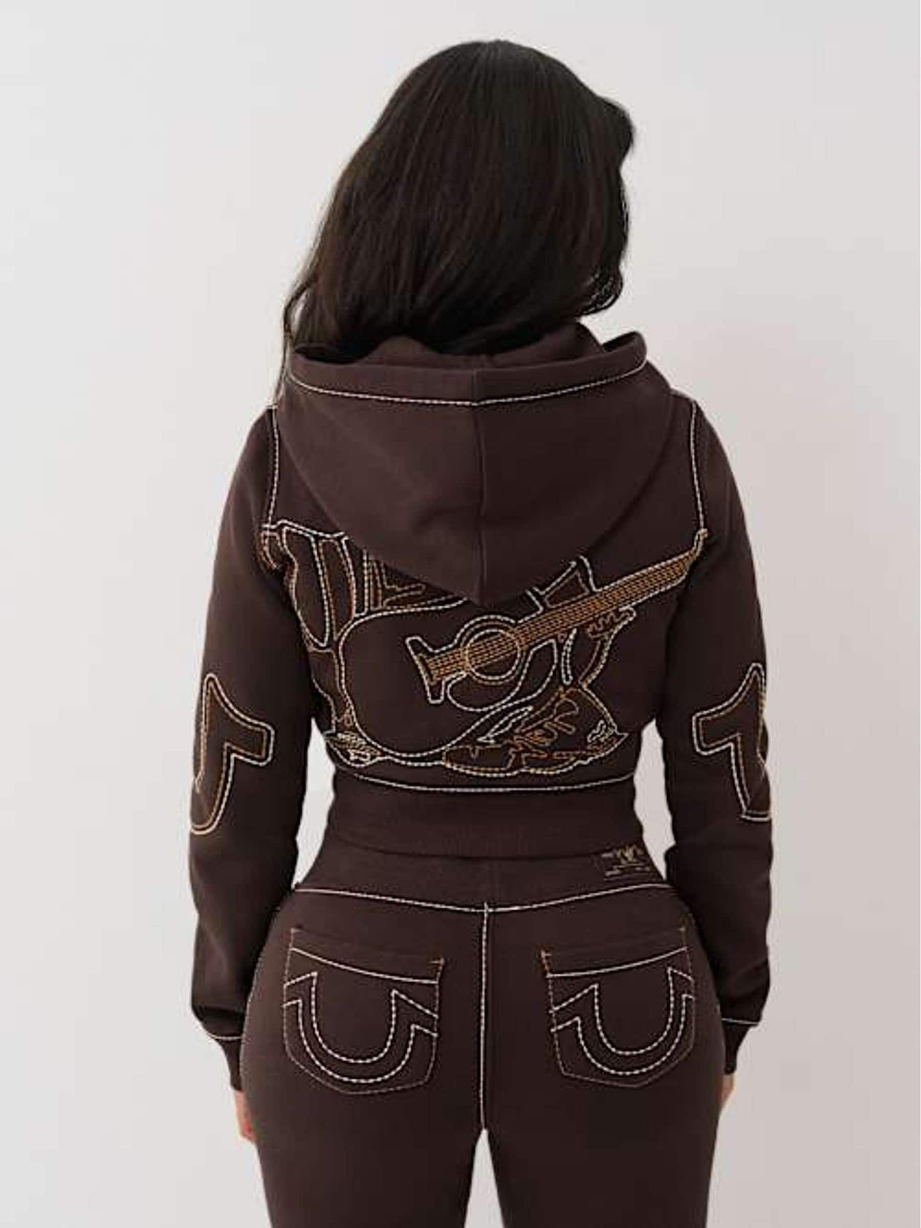 Buy True Religion Brown Anniversary Big T Shrunken Hoodie from
