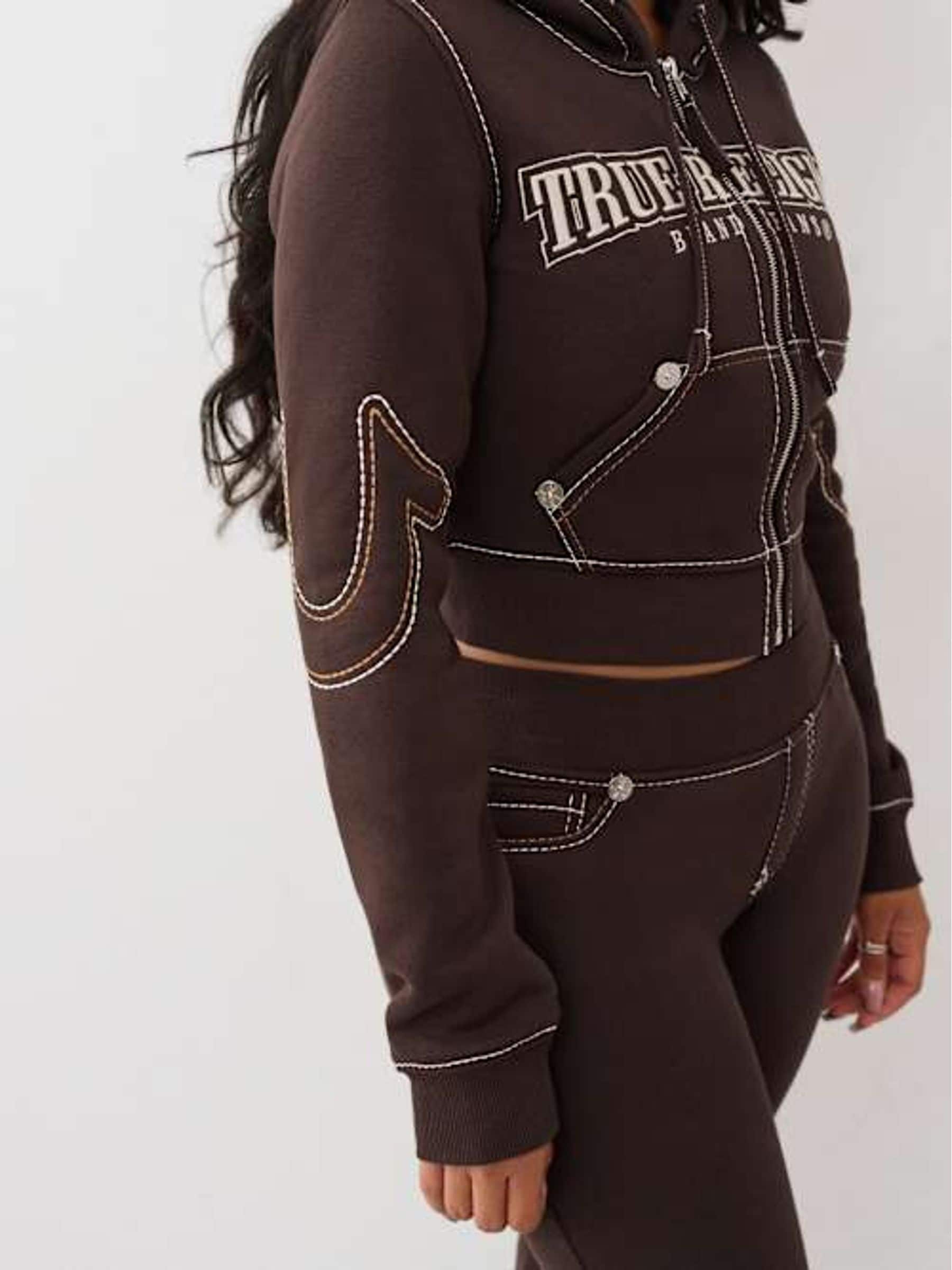 Buy True Religion Brown Anniversary Big T Shrunken Hoodie from