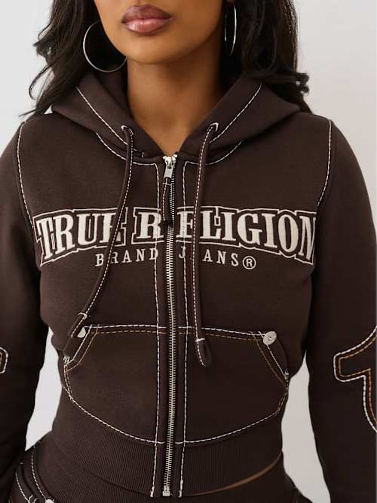 Buy True Religion Brown Anniversary Big T Shrunken Hoodie from Next USA