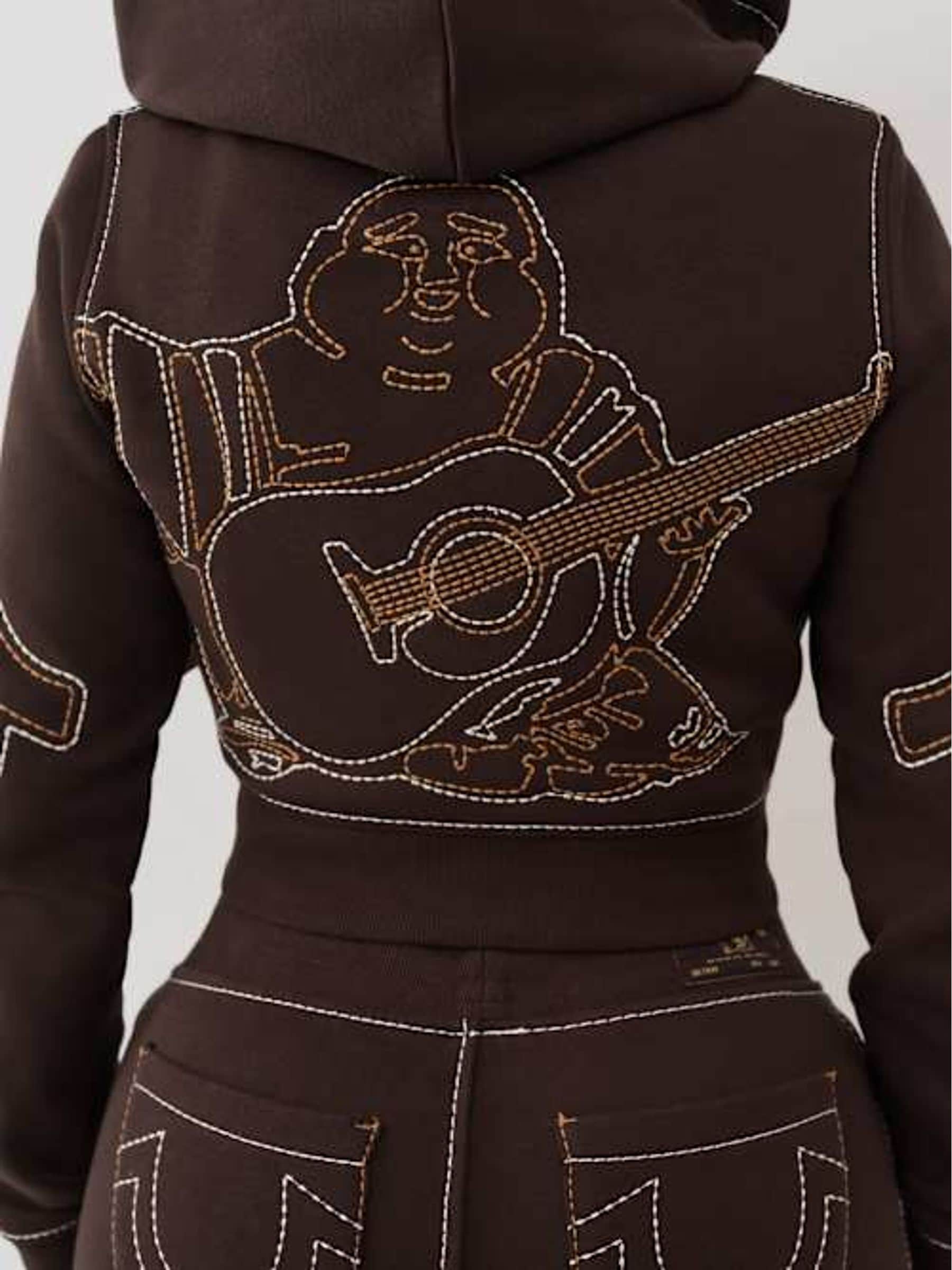 Buy True Religion Brown Anniversary Big T Shrunken Hoodie from