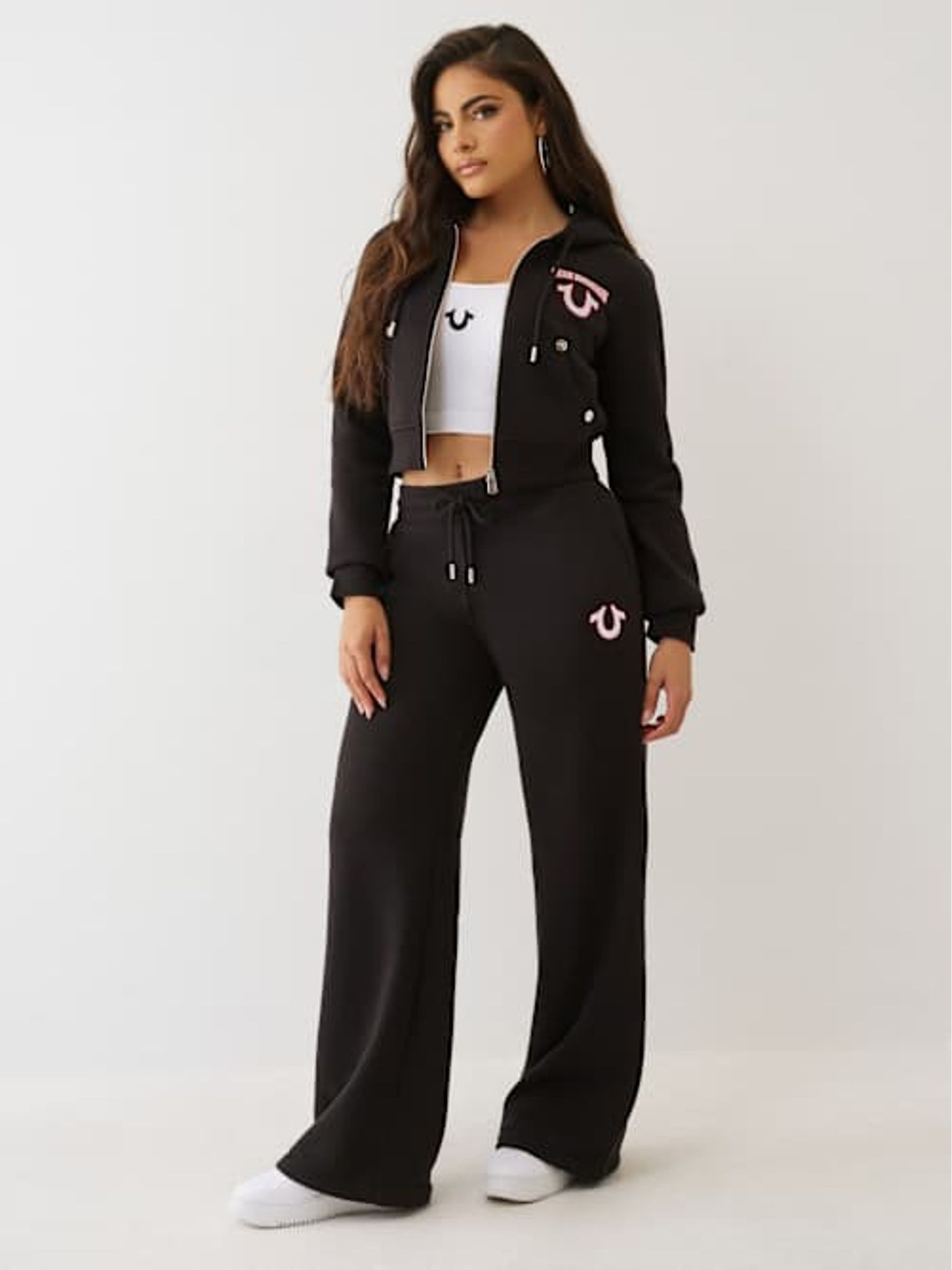 Buy True Religion Black Embroidered Cinched Joggers from Next USA