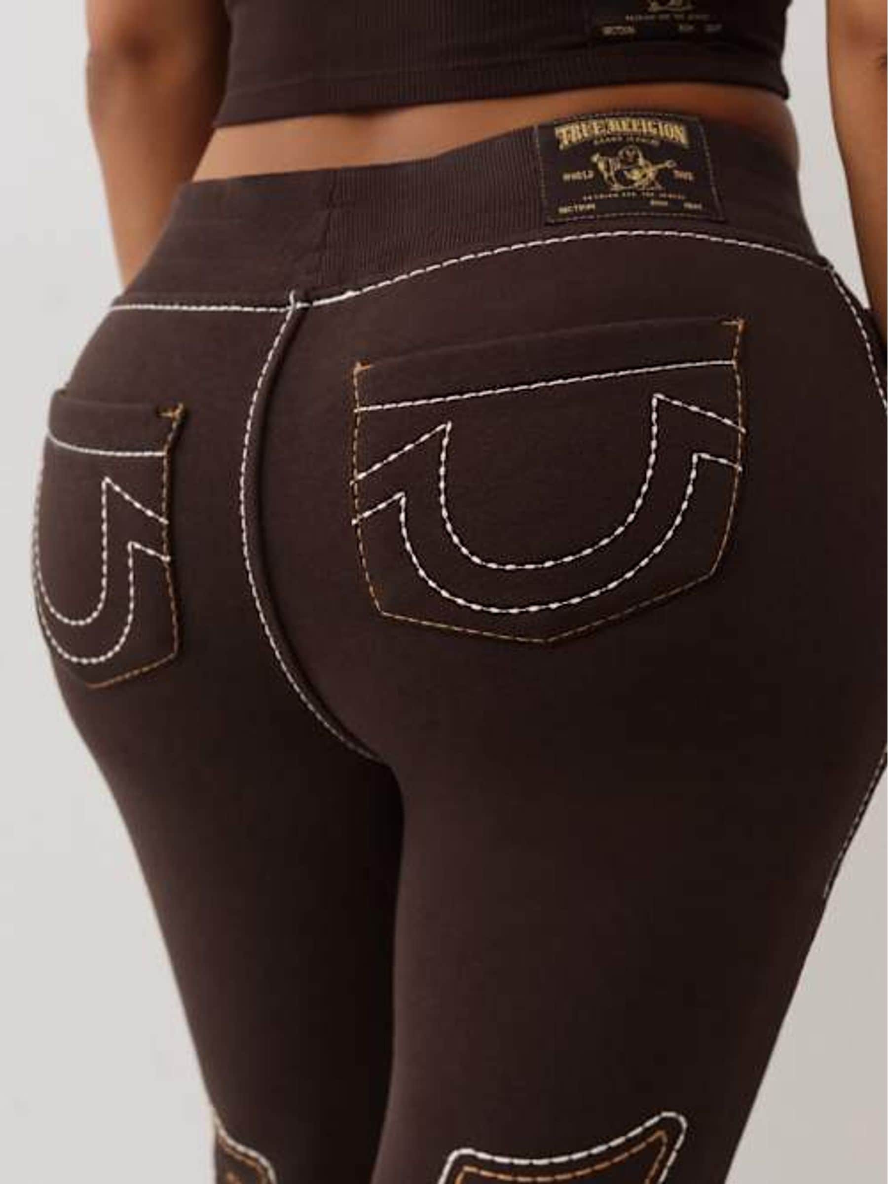 Buy True Religion Brown Anniversary Low Rise Big T Flare Joggers