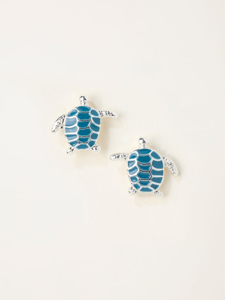 FatFace Teal Blue Turtle Studs Earrings - Image 1 of 2