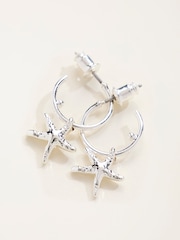 FatFace Silver Tone Starfish Hoop Earrings - Image 3 of 3