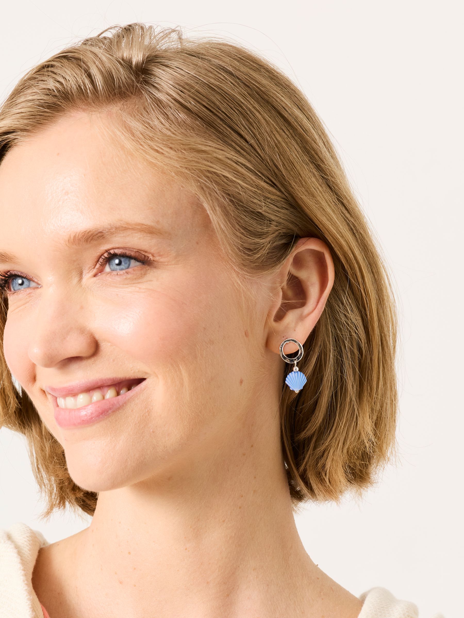 Fat Face - Women's Earrings - Shell Drop Earrings - Blue