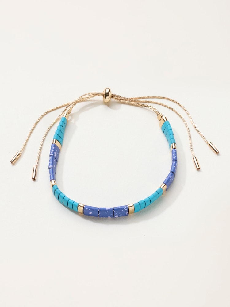 FatFace Turquoise Blue Beaded Adjustable Bracelet - Image 1 of 2