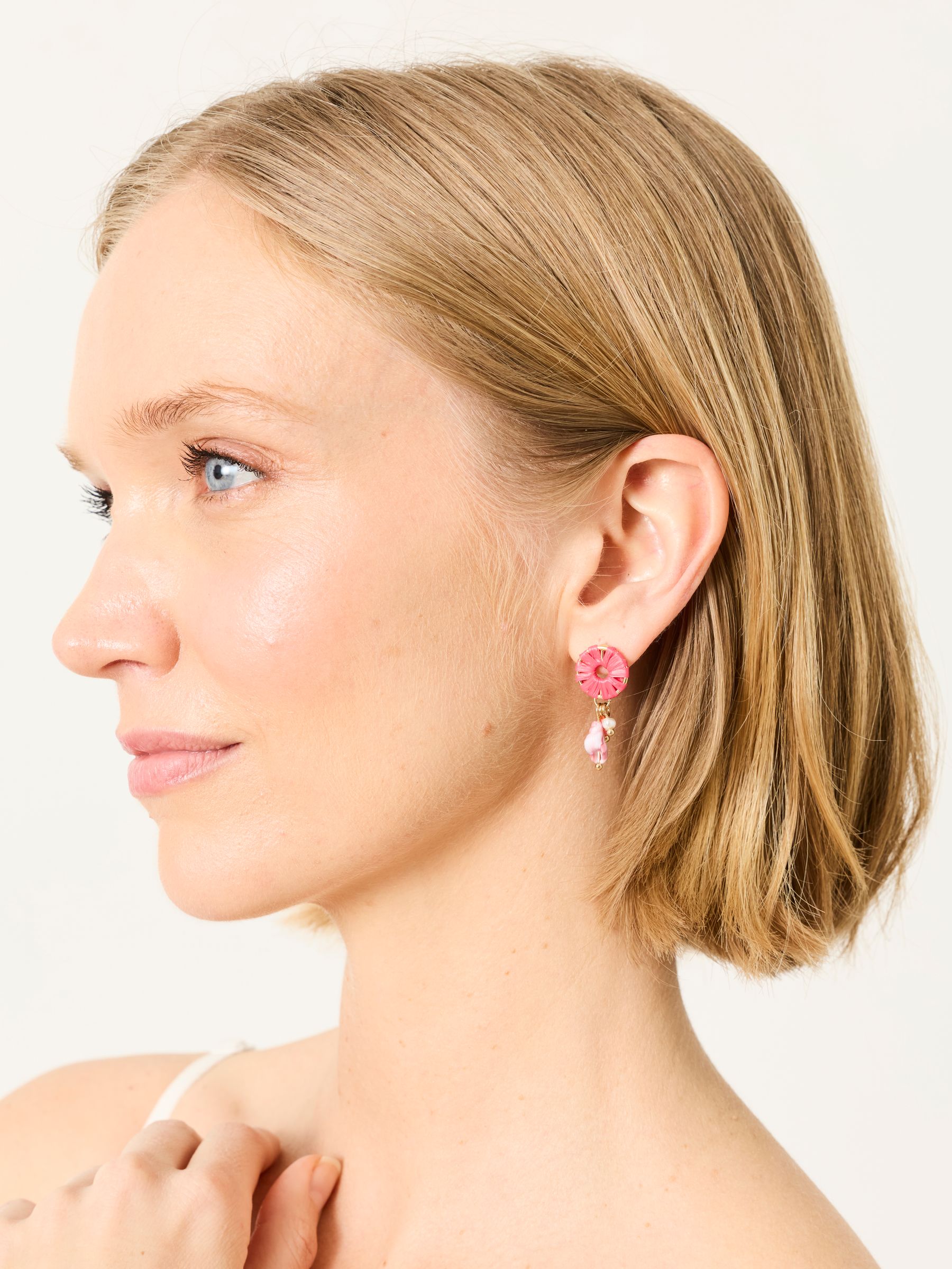 Fat Face - Earrings - Pink - Raffia Charm
