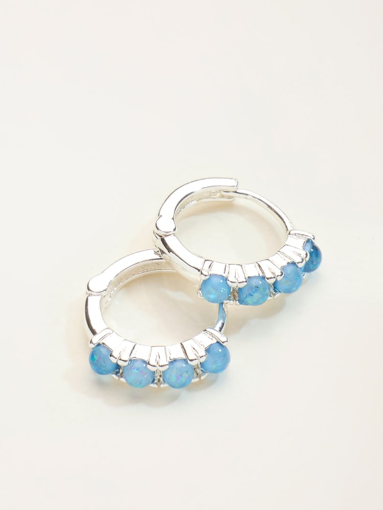 FatFace Turquoise Blue Huggie Hoops - Image 2 of 2