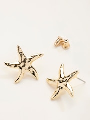 FatFace Gold Tone Large Starfish Earrings - Image 3 of 3