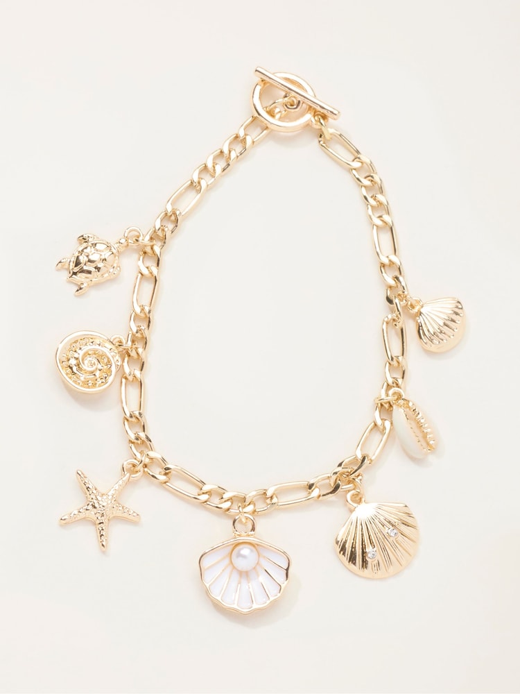 FatFace Gold Tone Charm Bracelet - Image 1 of 2