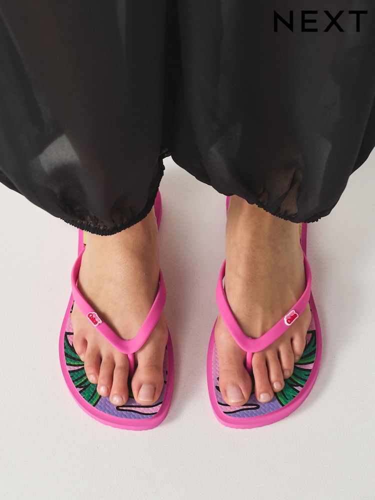 Pink Cherry Coke Printed Flip Flops - Image 1 of 10