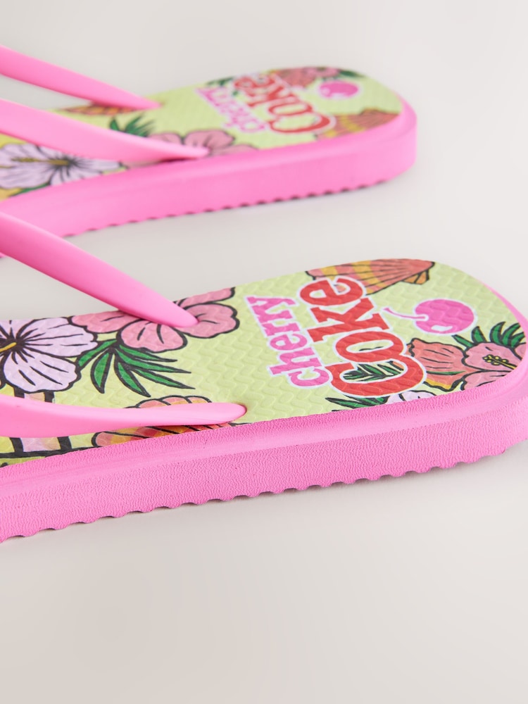 Pink Cherry Coke Printed Flip Flops - Image 10 of 10