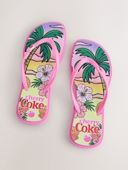 Pink Cherry Coke Printed Flip Flops - Image 9 of 10