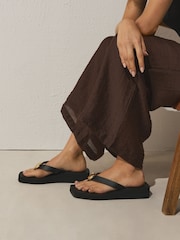 Black Hardware Trim Wedge Flip Flops - Image 6 of 7