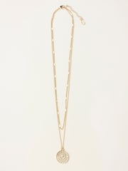 FatFace Gold Tone Layered Disc Necklace - Image 1 of 2