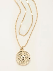 FatFace Gold Tone Layered Disc Necklace - Image 2 of 2
