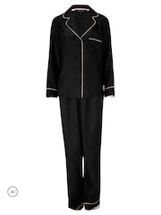 Ann Summers Black Signature Satin Long All Over Pyjamas Set - Image 7 of 7