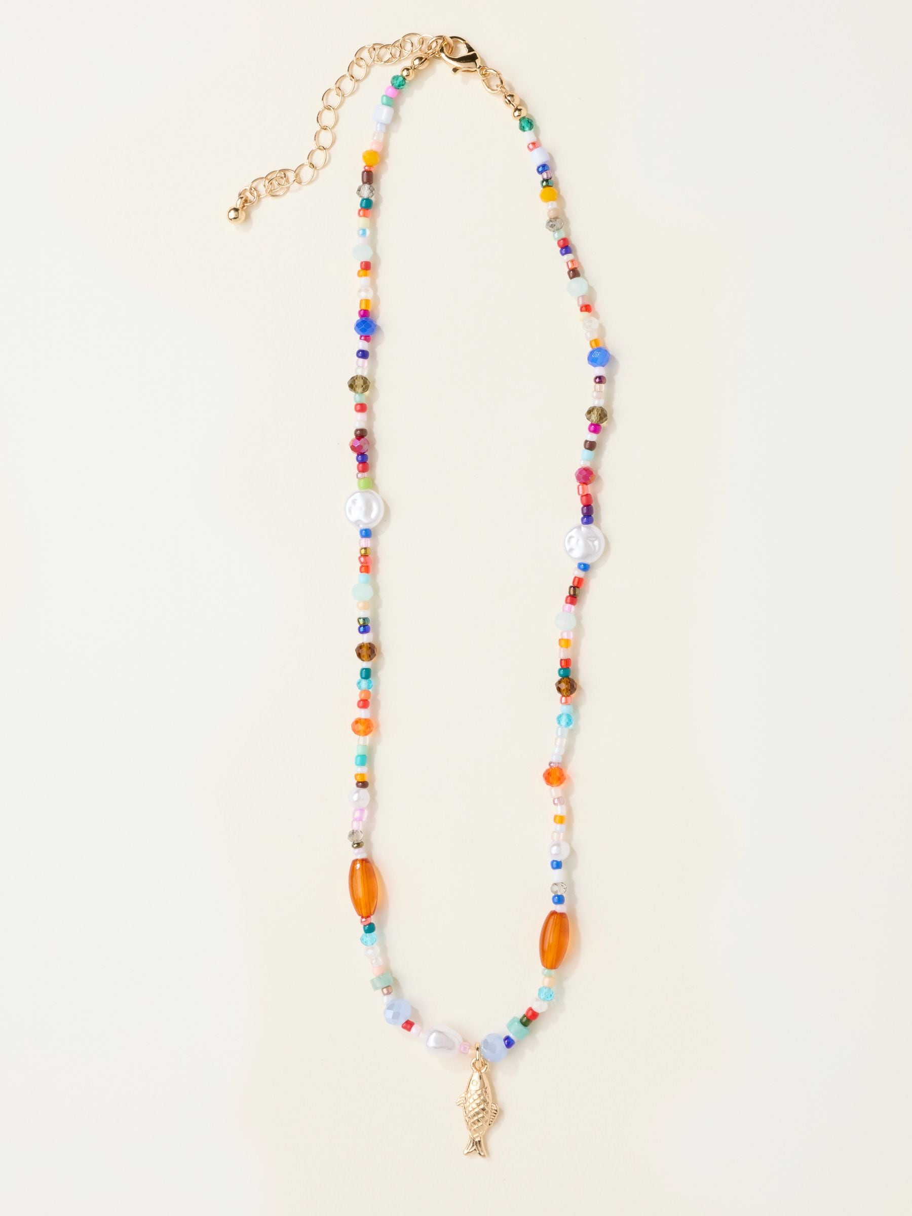 Fat Face Women - Necklace - Beaded Fish - Silver