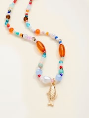 FatFace Multi Beaded Fish Necklace - Image 2 of 2