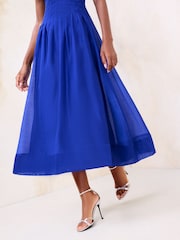 Lipsy Cobalt Blue Petite Cinched Waist V-Neck Maxi Dress - Image 3 of 4