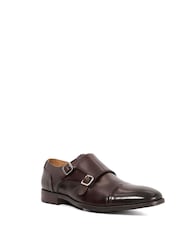 Dune London Chocolate Brown Wide Fit Satchin Flex Sole Toecap Monk Shoes - Image 2 of 5