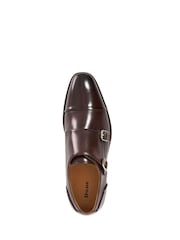 Dune London Chocolate Brown Wide Fit Satchin Flex Sole Toecap Monk Shoes - Image 4 of 5