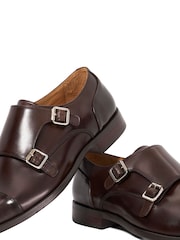 Dune London Chocolate Brown Wide Fit Satchin Flex Sole Toecap Monk Shoes - Image 5 of 5