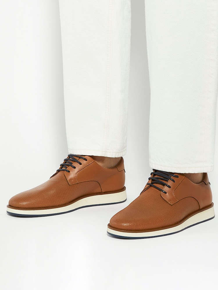 Dune London Brown Bow Perf Wedges Gibson - Image 1 of 6