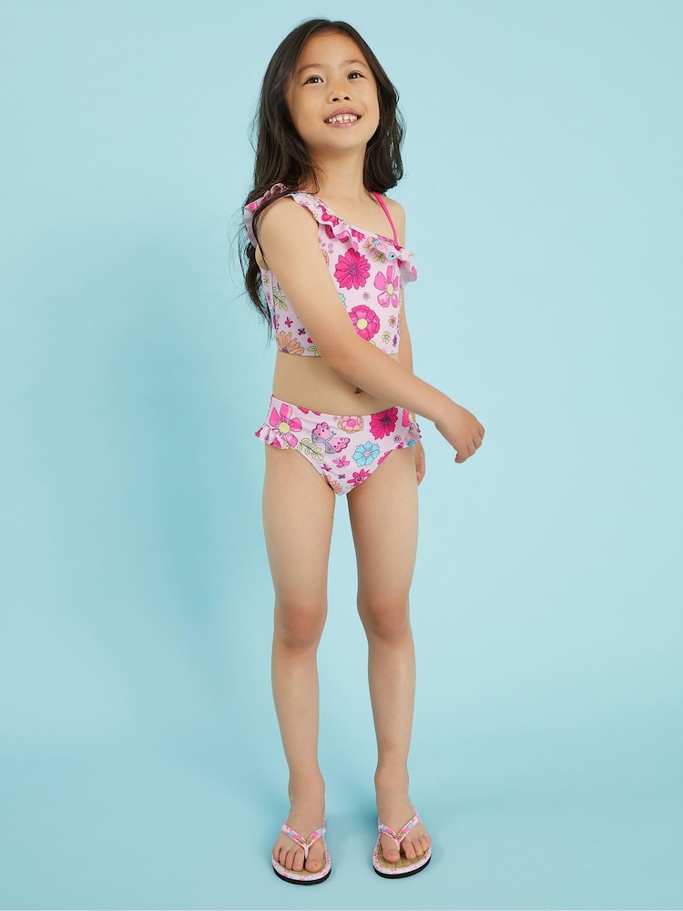 Angels By Accessorize Pink Girls Retro Bloom Bikini Set - Image 1 of 2