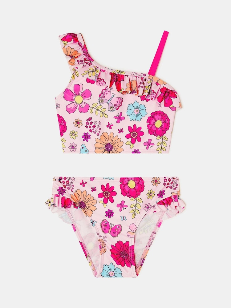Angels By Accessorize Pink Girls Retro Bloom Bikini Set - Image 2 of 2 Angels By Accessorize Pink Girls Retro Bloom Bikini Set - Image 2 of 2