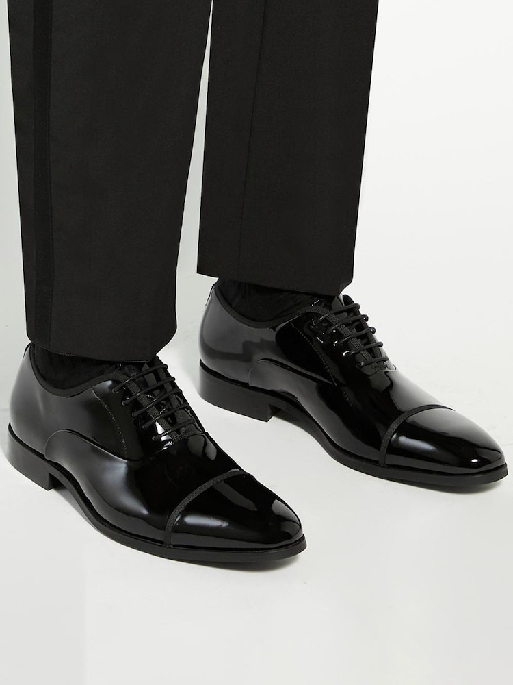 Dune London Black Shuffle Patent Lace-Up Oxford Shoes - Image 1 of 6