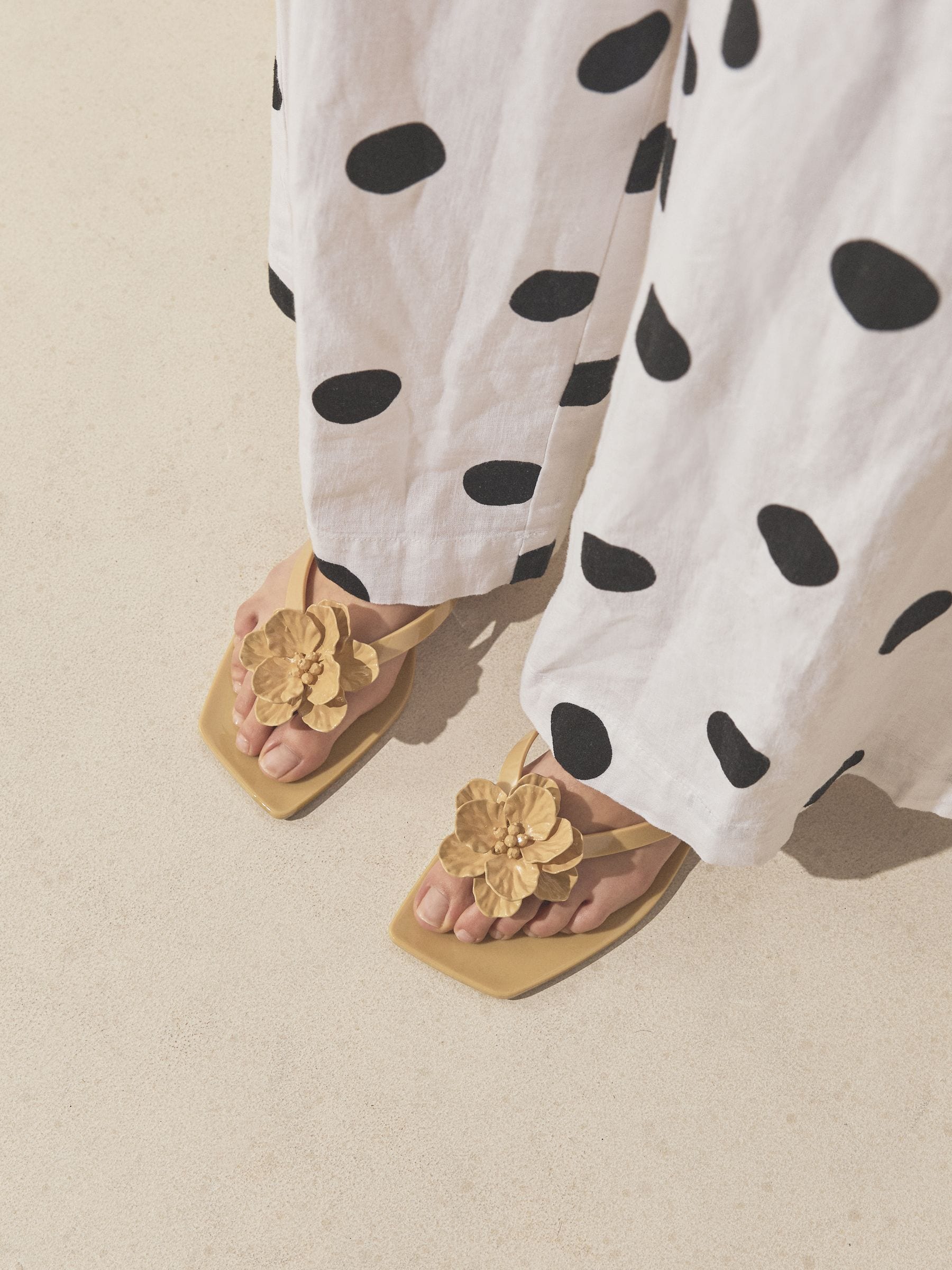 Buy Neutral Beach Flower Trim Square Toe Flip Flops from Next