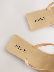 Neutral - Beach Flower Trim Square Toe Flip Flops - Imaginea 8 din 9